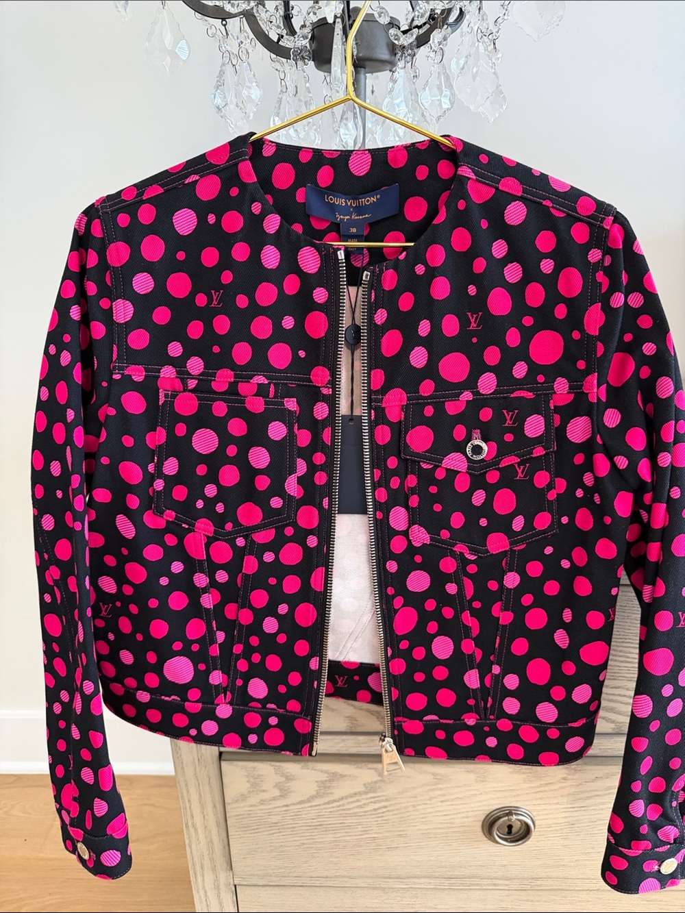 Louis Vuitton Black & Hot Pink Polka Dot Zip Jacket Louis Vuitton x Yayoi Kusama